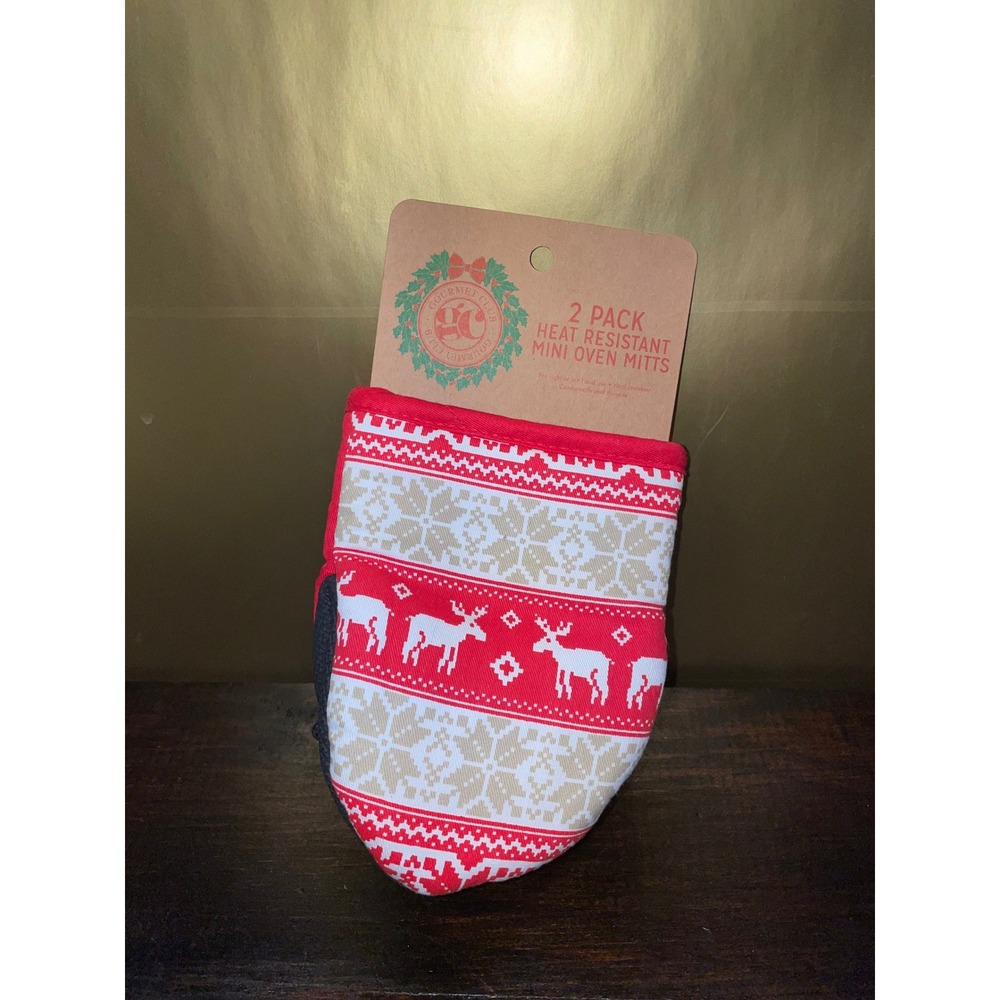 Gourmet‎ Club Christmas Mini Oven Mitts Heat Resistant Holiday Reindeer Kitchen